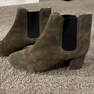 Madewell Green Leather Suede Walker Chelsea Ankle Booties
